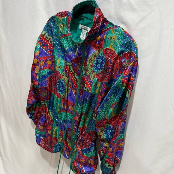 Lavon Petites PM Vintage Windbreaker Jacket Festival Retro Patchwork Print Event - Picture 2 of 16